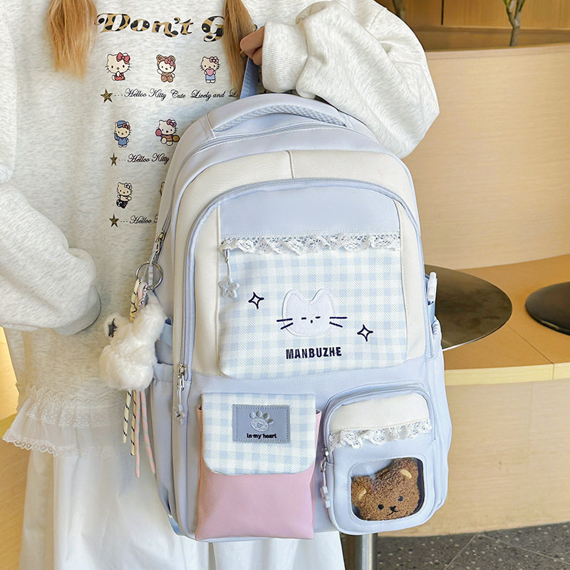 学院风书包初中女生高颜值学生背包小学生女孩大容量可爱双肩包女