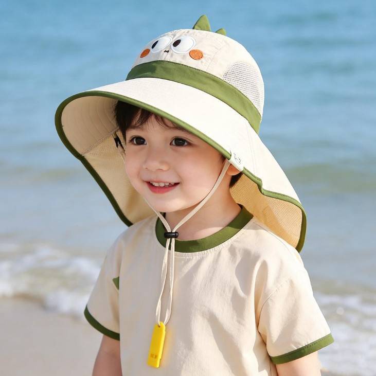 儿童帽子夏季男童恐龙大檐披肩