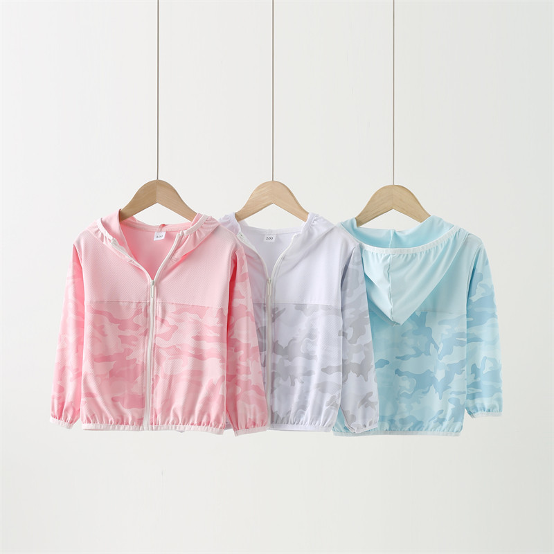 새로운 아동용 후드가 달린 자외선 차단 탑 중년 및 노년층 어린이를 위한 통기성 자외선 방지 피부 의류