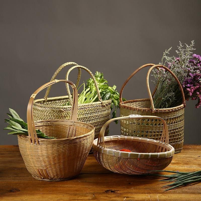 精编提篮竹编提篮 鸡蛋篮采摘篮小篮子茶几水果篮菜篮竹篮野餐篮