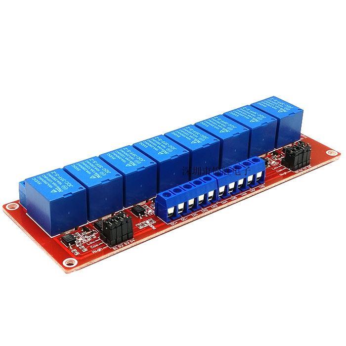 红板 8路带光耦隔离继电器模块支持高低电平触发5V12V24V