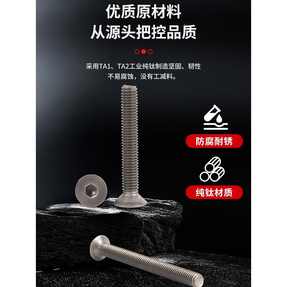 纯钛合金螺丝平头内六角钛螺栓M4*6/*8/*10/*12沉头螺丝钛螺钉TA2