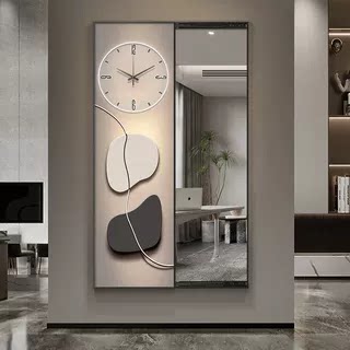 隐藏式带穿衣镜钟表简约全身装饰画玄关现代画挂画镜隐形试衣镜子