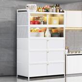 厨房置物架落地多层收纳柜子微波炉电器家用带门多功能橱柜储物柜