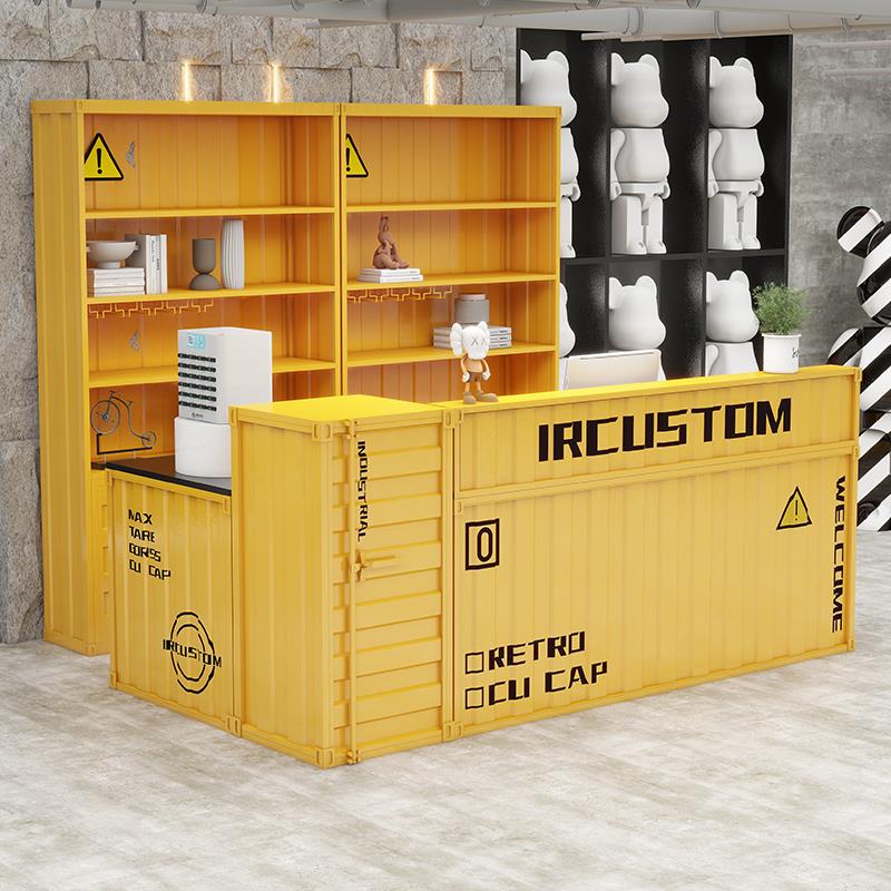 工业风集装箱铁艺商用创意覆古吧台酒吧收银柜台咖啡店前台转角柜