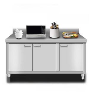 定制新型不锈钢商用开门工作台家庭厨房柜双门储骨斩骨台