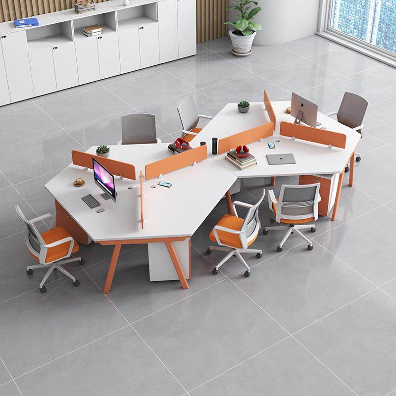 创意职员六人办公桌椅组合3/6人员工桌办公室现代异形电脑工位桌