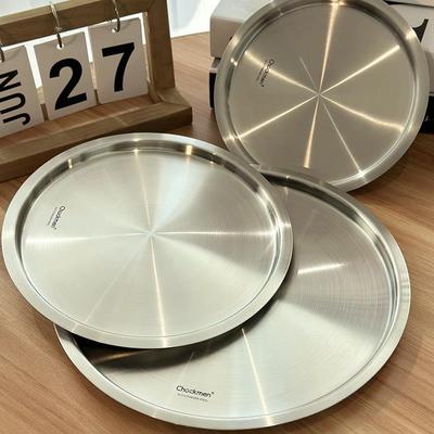 Chockmen 18-10不锈钢圆形通用盖子盆盖盘盖保鲜盖平盖食品碗盖子