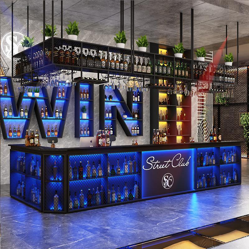 台球厅工业风创意酒吧吧台收银柜台饭厅烧烤店接待台转角前台定制