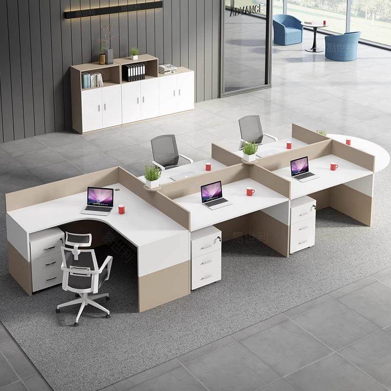 主管职员办公桌椅组合4人位5人屏风办公室卡座3人6员工位简约现代