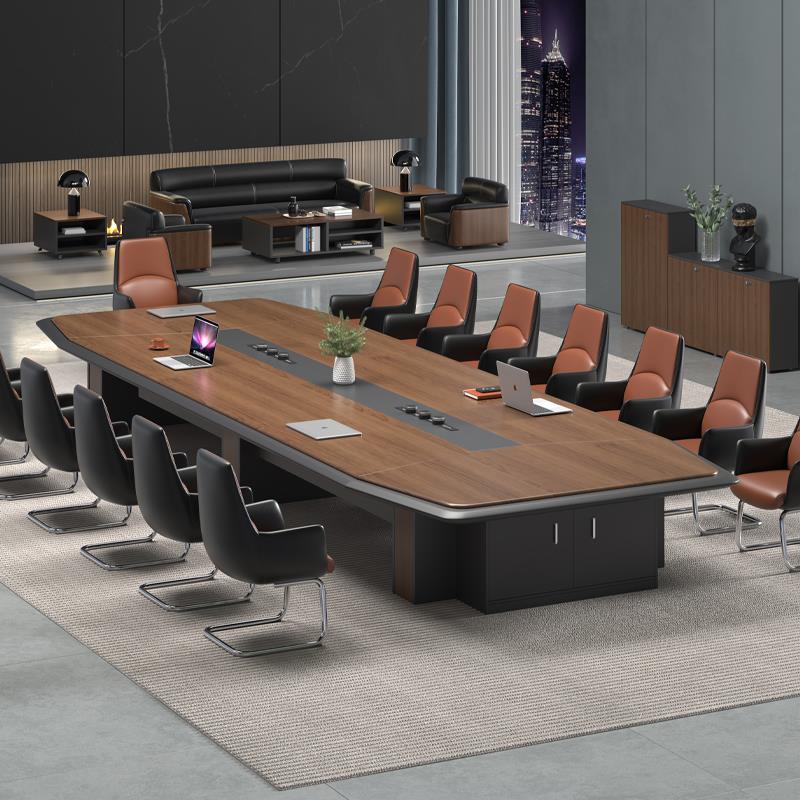 高档烤漆大型会议室会议桌椅组合多人洽谈桌培训桌长条桌简约现代