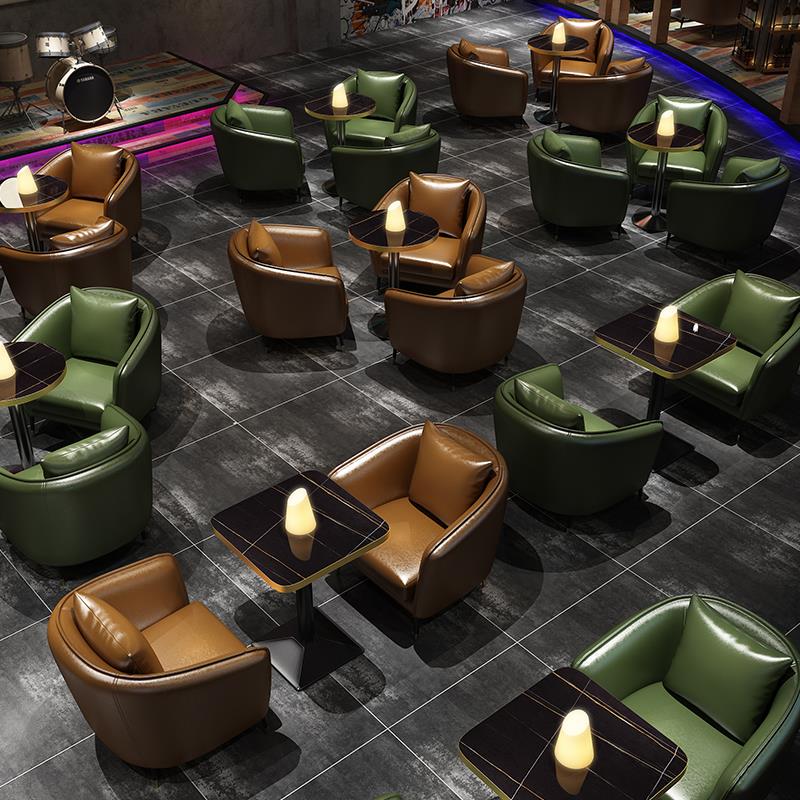 定制酒吧卡座沙发复古清吧商用桌椅实木西餐厅咖啡厅奶茶店单人