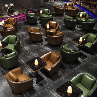 定制酒吧卡座沙发复古清吧商用桌椅实木西餐厅咖啡厅奶茶店单人