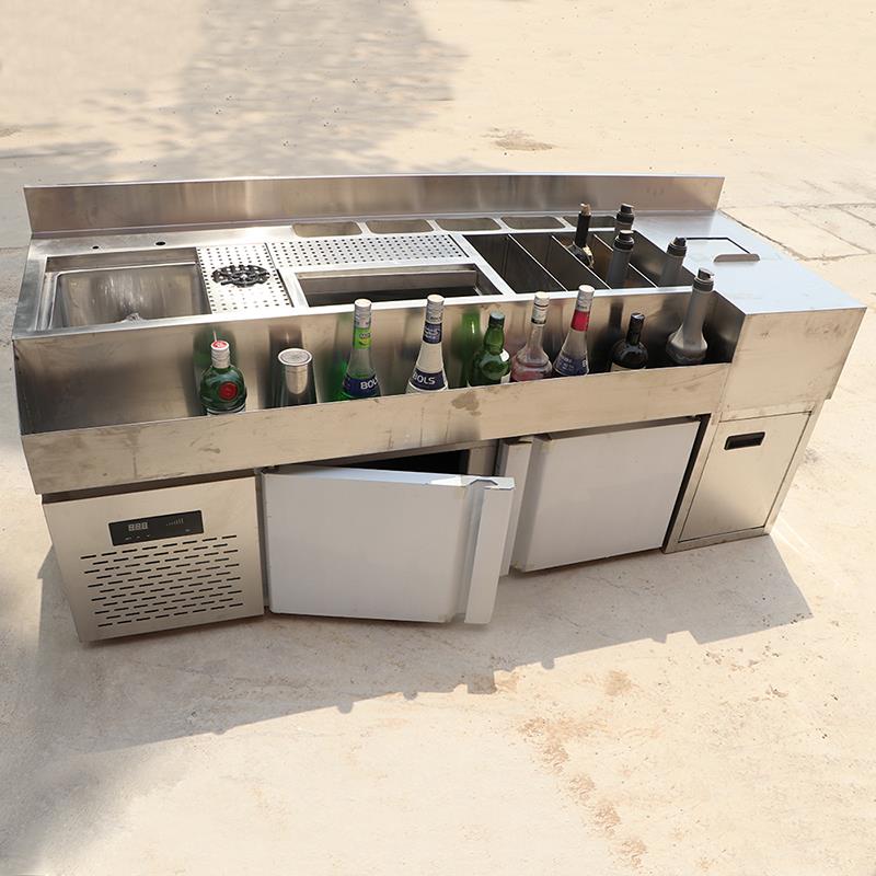 水吧台调酒台酒吧调酒师KTV操作台不锈钢调酒工作台鸡尾酒柜