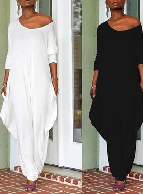 2025women clothesL1186女装秋季新款女装大码宽松休闲连体裤欧美