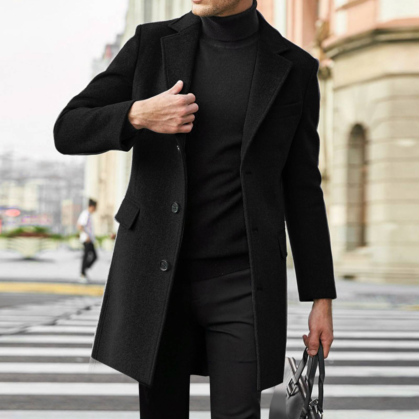 2025men clothes】男装英伦男士长袖呢大衣秋冬呢料外套潮流西装