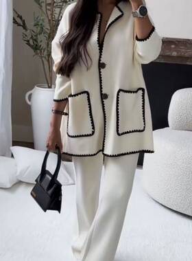 2025women clothesGY24199时尚拼接贴袋套装欧美年秋冬新品