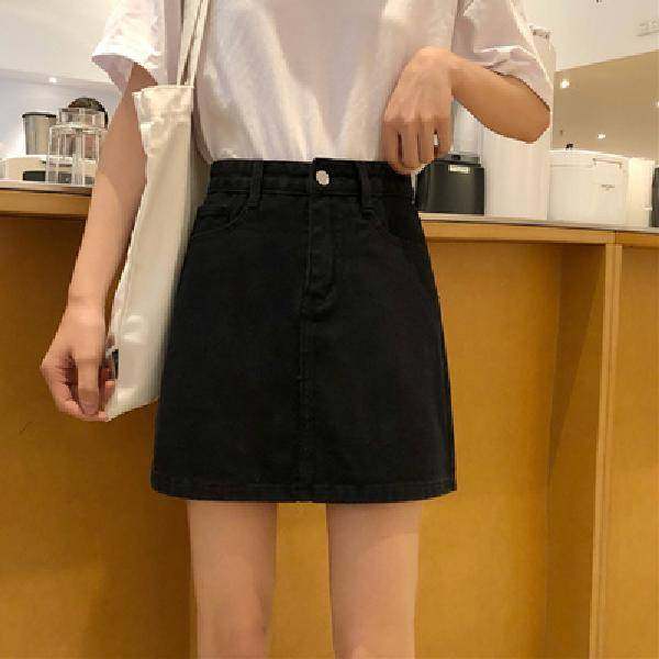 2025women clothes显瘦半身裙港味白色牛仔裙a字包臀短裙女装潮流