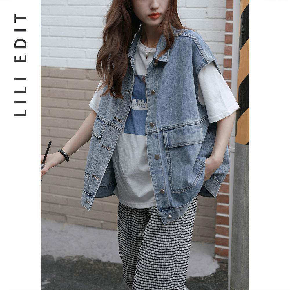 2025women clothes韩版年春秋款外穿无袖bf风工装百搭学生外套女
