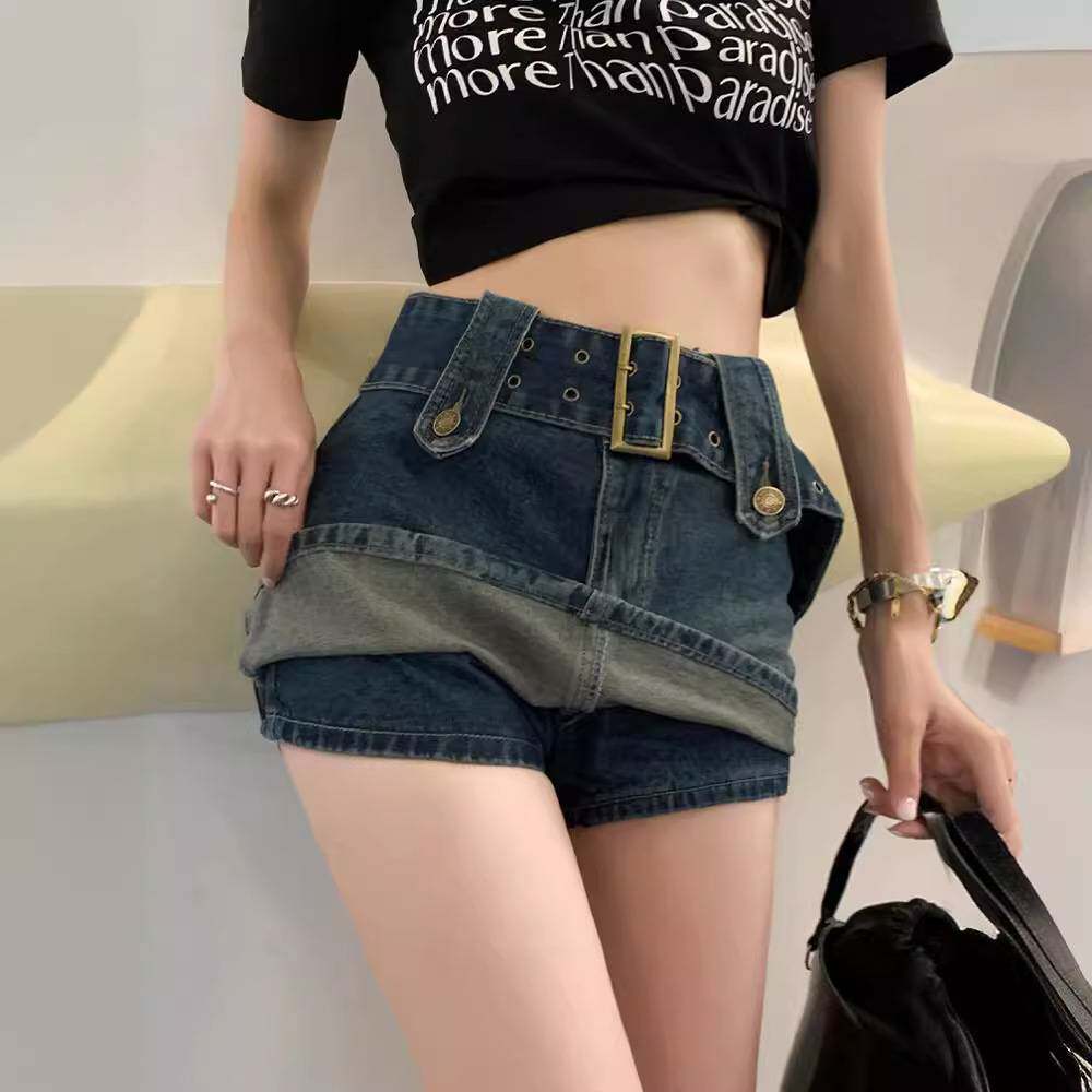 2025women clothes秋复古高腰辣妹超短裙百搭设计感包臀裙子裙裤