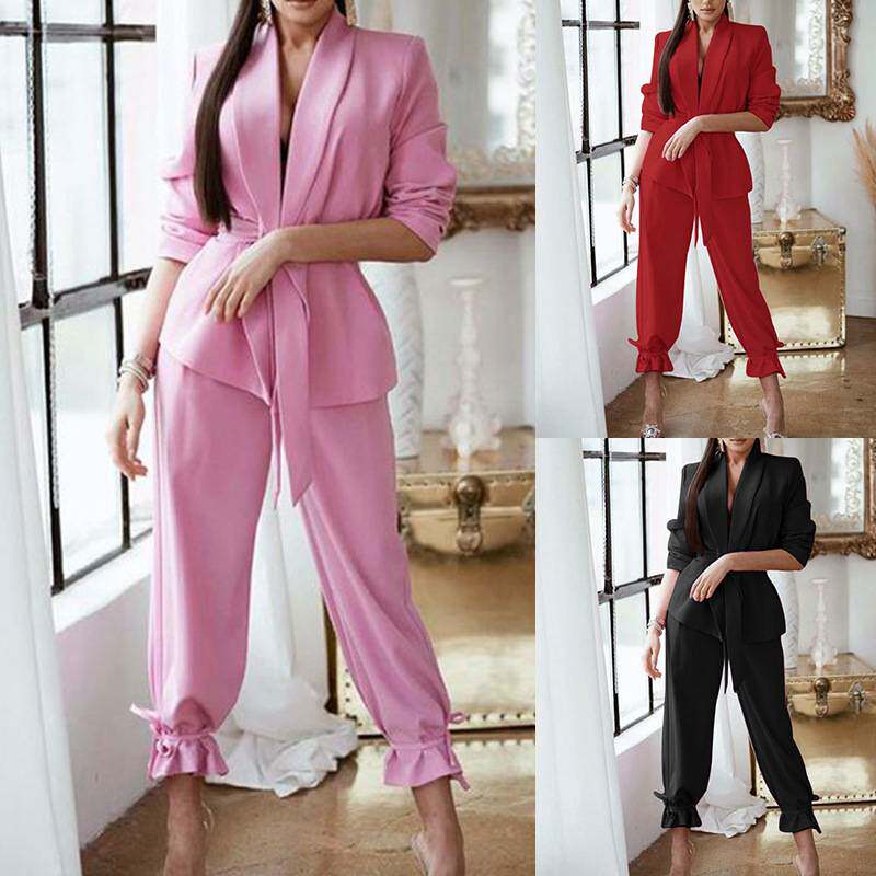 2025women clothesZL1703现货欧美女装新款纯色休闲两件套套装