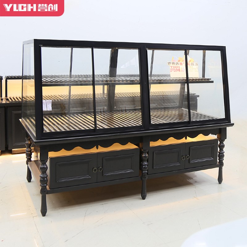 热销面 面包柜展示柜面 面包架中岛柜蛋糕店面包架子玻璃商用黑色