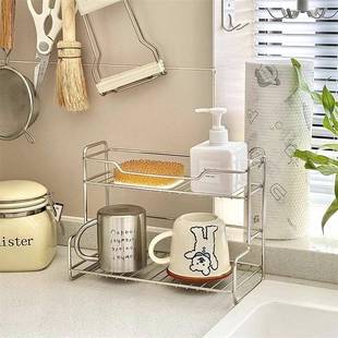 不锈钢浴室置物架免打孔卫生间收纳架多功能卧室厨房桌面储物架子