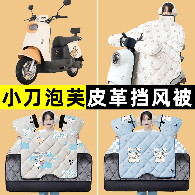 小刀泡芙国风版电瓶车电动车冬季专用挡风被加绒加厚改装装饰配件