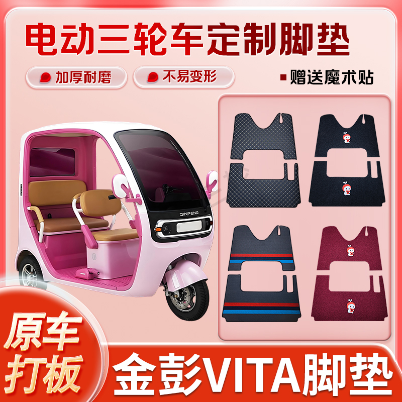 适用金彭VITA电动三轮车丝圈皮革雪妮丝脚垫防水耐磨免裁