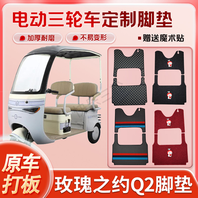 适用玫瑰之约Q2电动三轮车丝圈皮革雪妮丝脚垫防水耐磨免裁剪