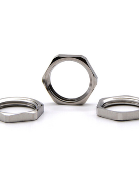 304不锈钢根母并帽六角锁紧螺母PG7PG36NPT1/2G3/4防水接头螺帽柄