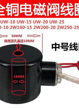 电磁阀2W160-15 2W200-20 2W250-25 UW-15全铜线圈 AC220V DC24V