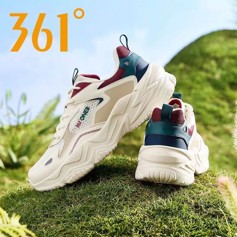 361度可颂老爹鞋男革网透气