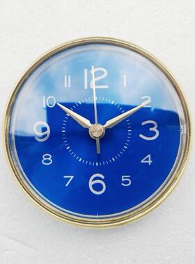 蓝色镶嵌钟表头奶白钟胆镀金银直径110mm木艺树脂五金亚克力钟头