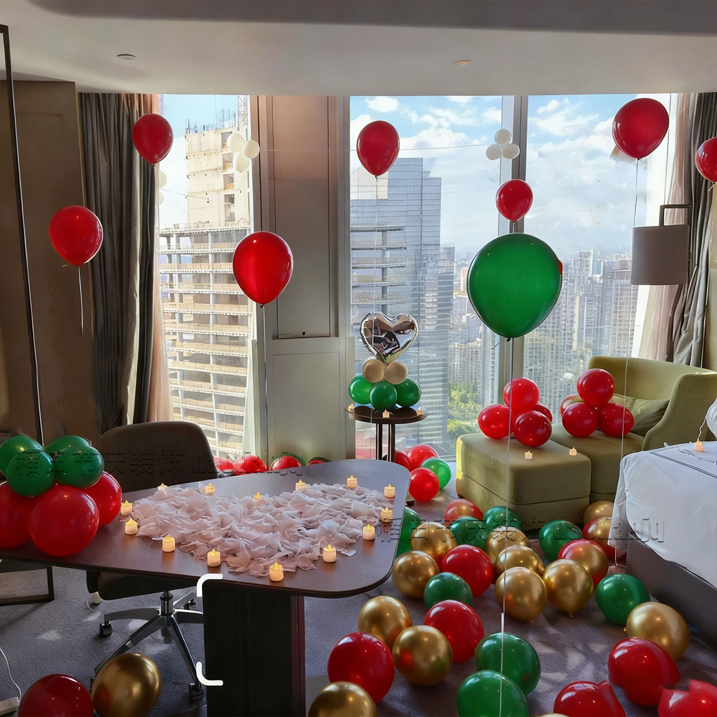 爱心浪漫圣诞节场景布置氦气球