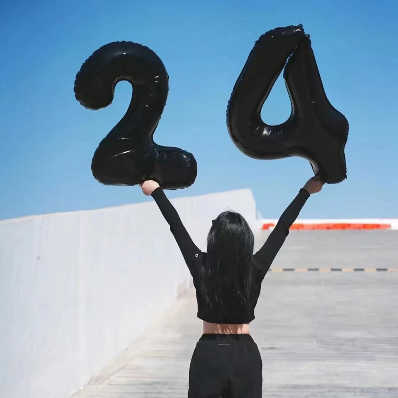 32寸黑色铝膜数字生日布置道具