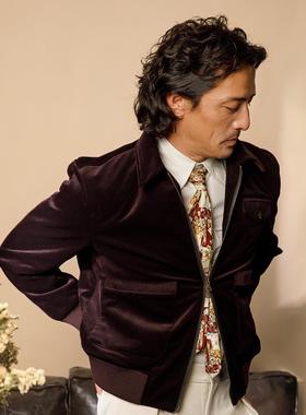 SOARIN YUPPIE英伦复古丝绒外套男 多口袋翻领短款A2飞行员夹克
