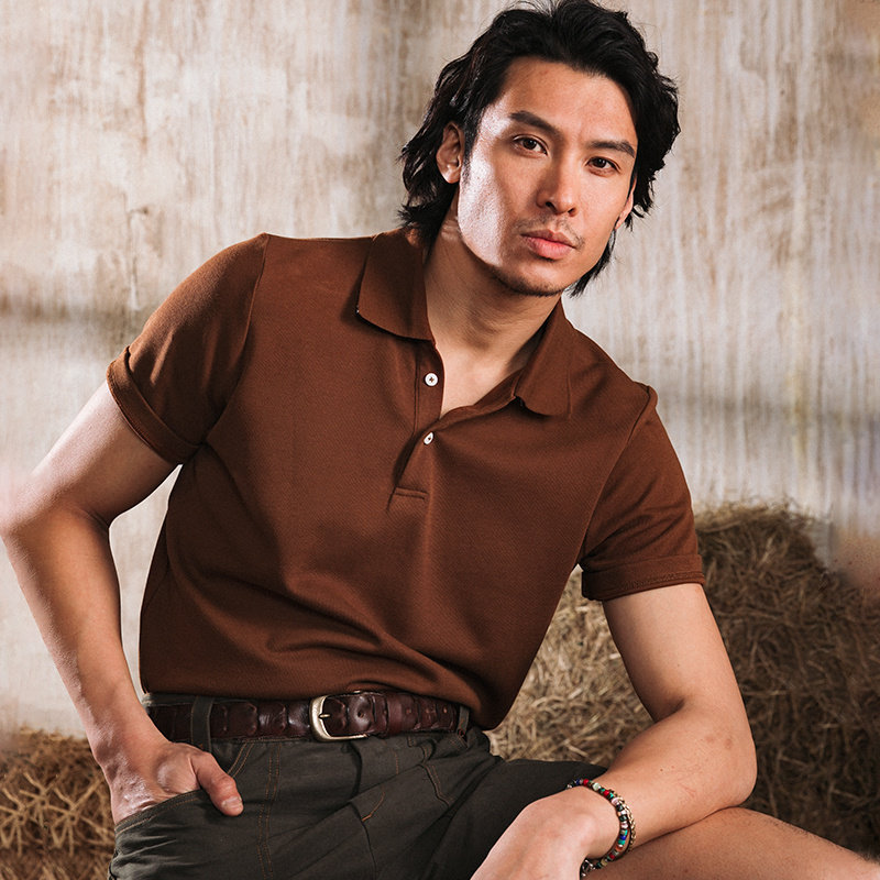 SOARIN英伦风复古翻领polo衫男 夏季薄款休闲修身硬汉短袖T恤衫潮