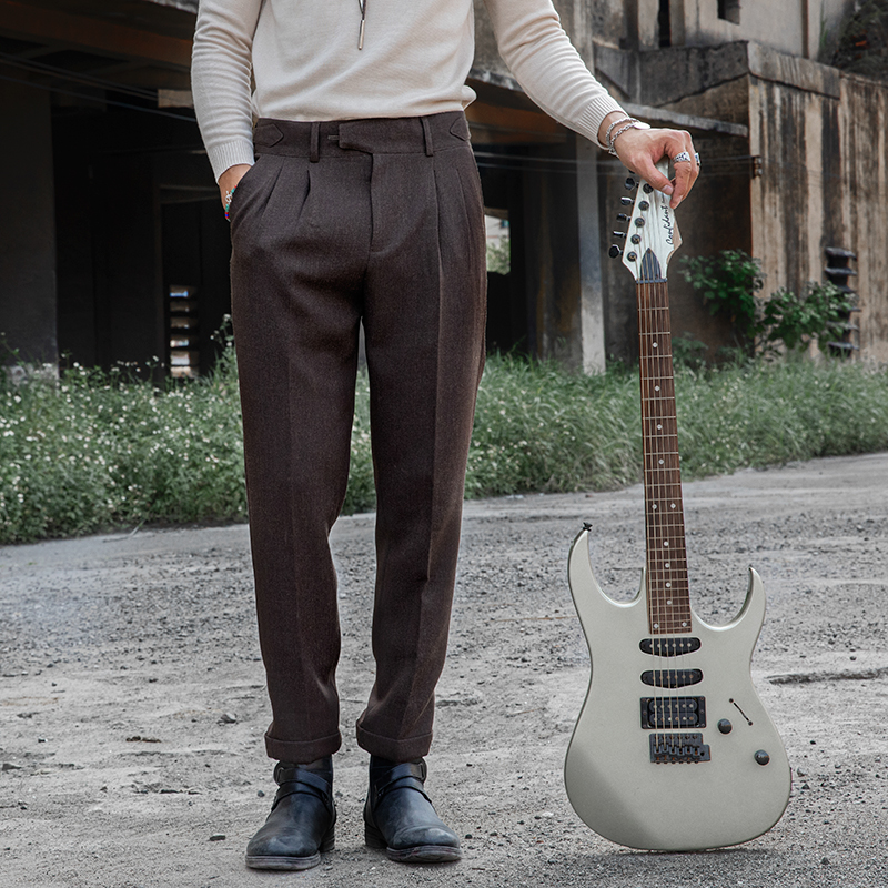 SOARIN YUPPIE英伦风复古那不勒斯西裤男 意式休闲修身小脚九分裤