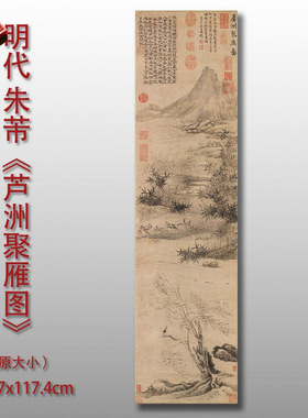 朱芾芦洲聚雁图名家山水画临摹