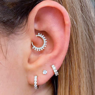 Kteer F136钛合金鼻中隔耳环耳蜗环鼻环爆闪锆石欧美辣妹穿刺饰品