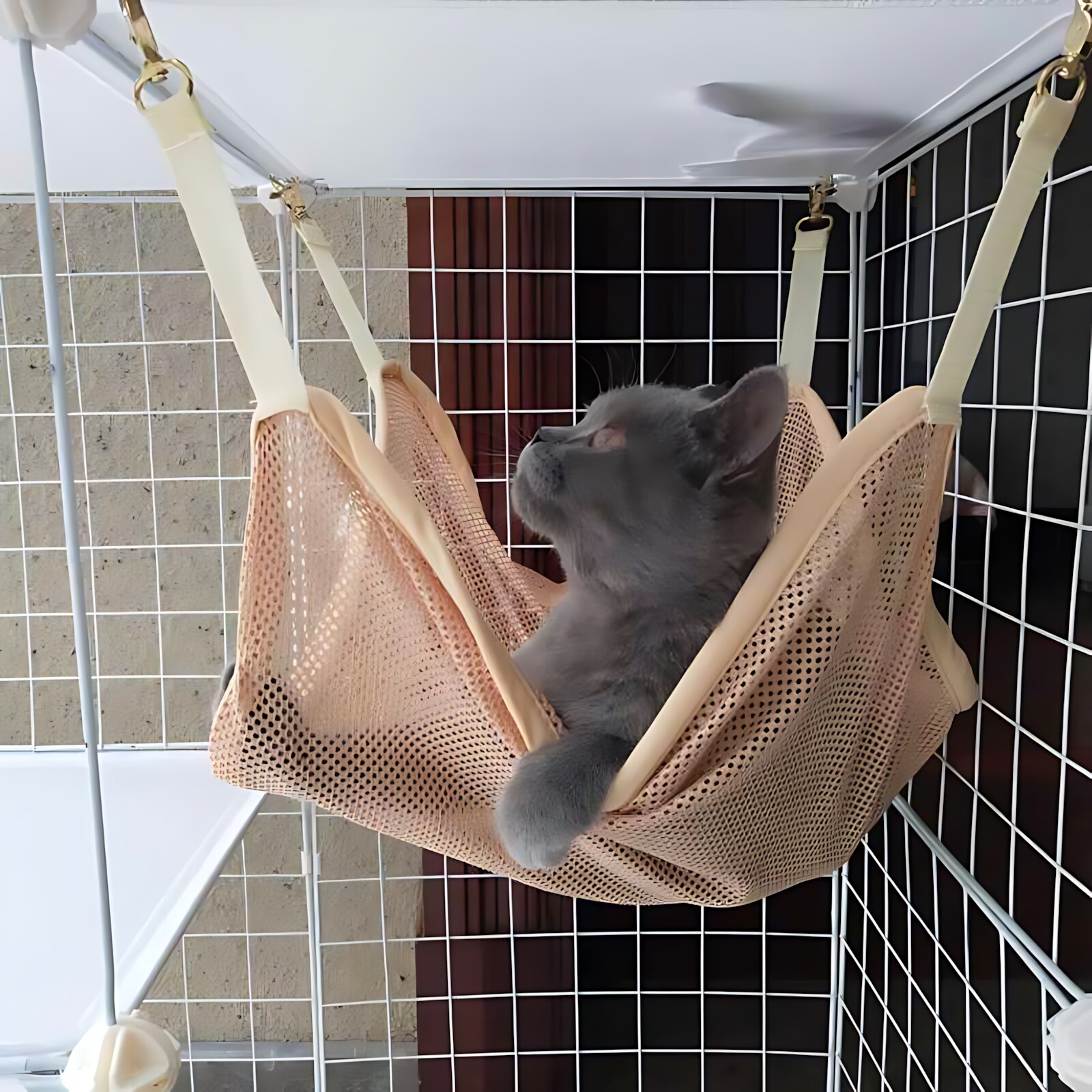 猫吊床猫笼吊床夏天透气网格吊床猫窝猫挂床兔子龙猫秋千四季
