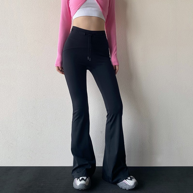 微喇瑜伽裤女高腰收腹紧身外穿显瘦显高裸K感lulu运动健身喇叭裤