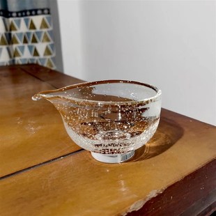 复古琉璃公道杯家用耐热玻z璃分茶器匀杯盖碗手工气泡玻璃岩 中式