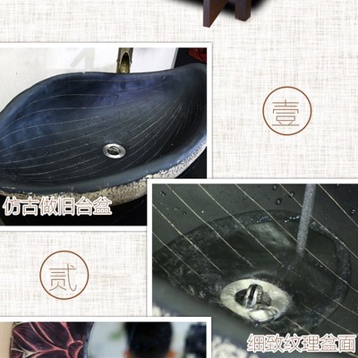 5V实木新中式浴室柜组合 洗手池台盆柜组合小户型U落地式仿古卫生