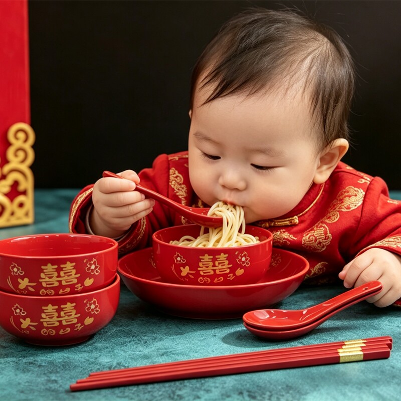 大喜的日子盘子红色喜碗套装餐具结婚婚庆对乔迁生日红碗婚庆对碗