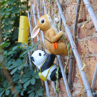 饰挂件 可爱熊猫攀爬动物兔子摆件幼儿园庭院花园户外栅栏阳台装
