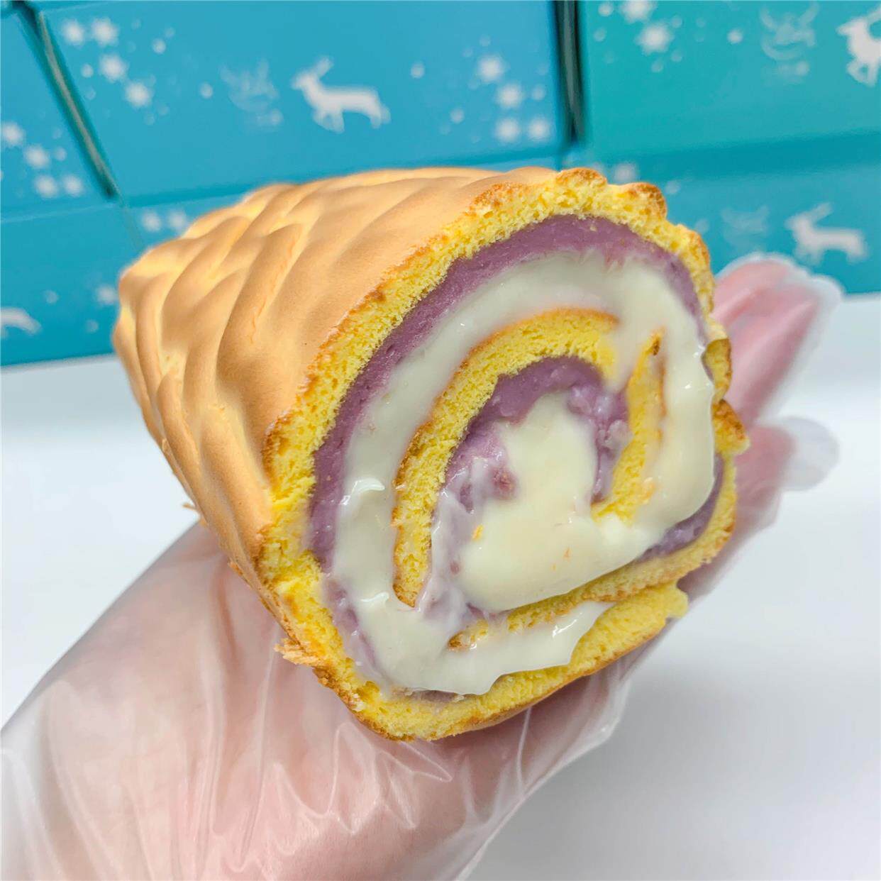 一只澜 奶芋抱抱卷 爆浆虎皮荔浦芋泥网红盒子蛋糕卷零食代餐点心