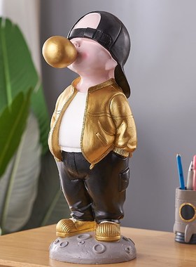 新潮酷炫吹泡泡男孩创意家居装饰摆件儿童房存钱R罐储蓄罐大号礼