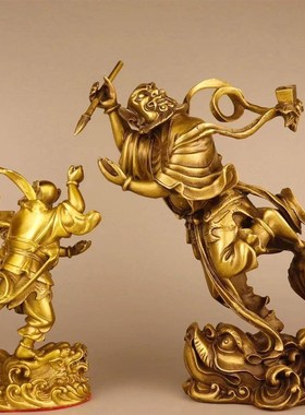 天师铜钟馗d摆件魁星点斗魁星踢斗钟馗铜像书房家居办公室装饰摆